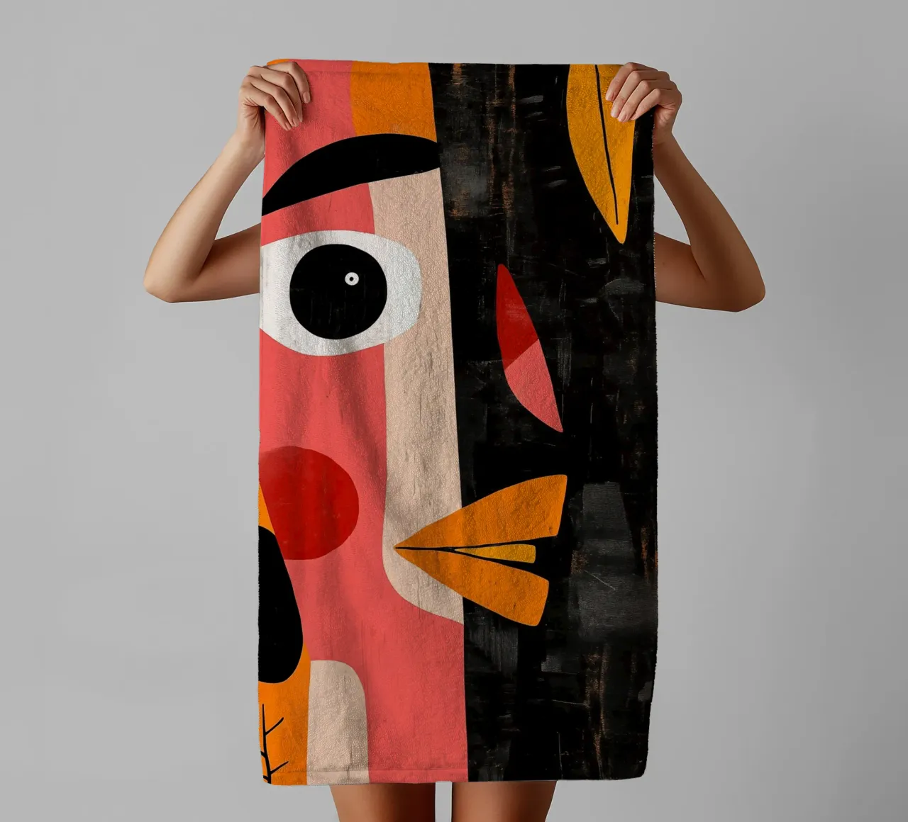 Promesse de la nuit | Portrait de femme cubiste serviette de bain de Autofocus