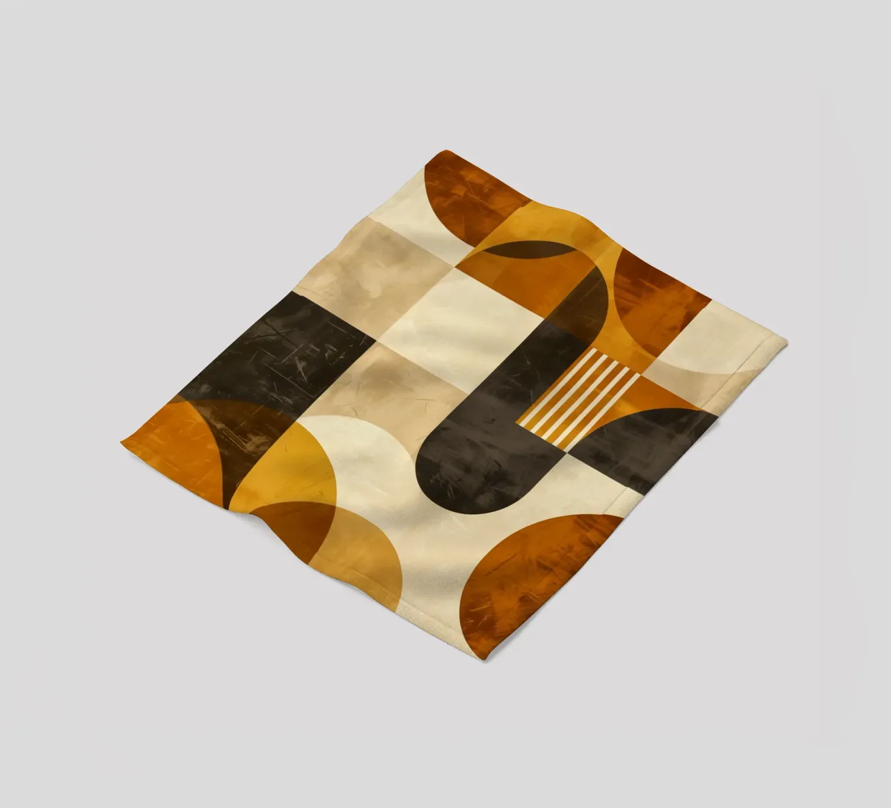 Earth-coloured midcentury Bauhaus wallpaper fleece blanket by Autofocus
