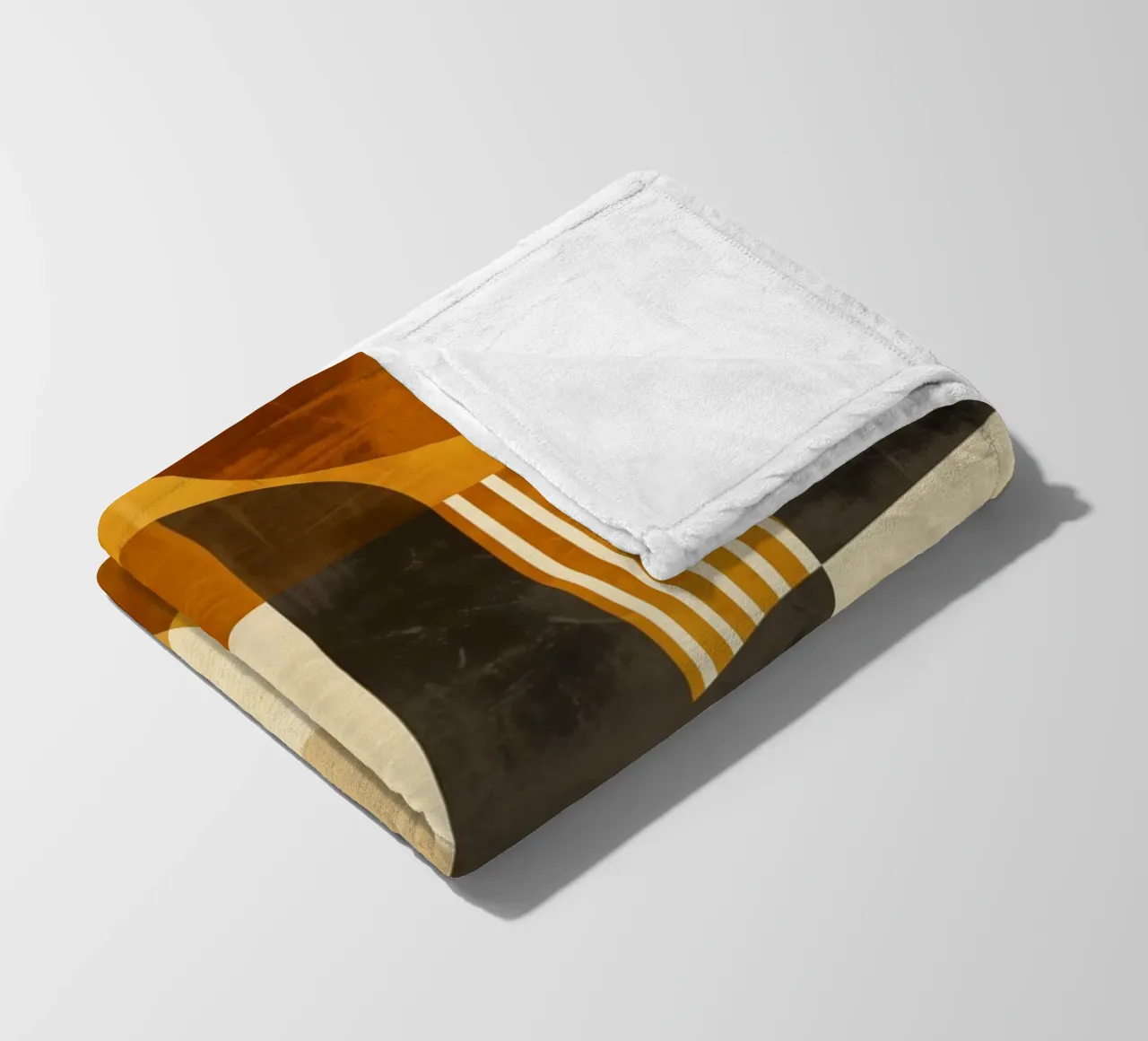 Earth-coloured midcentury Bauhaus wallpaper fleece blanket by Autofocus