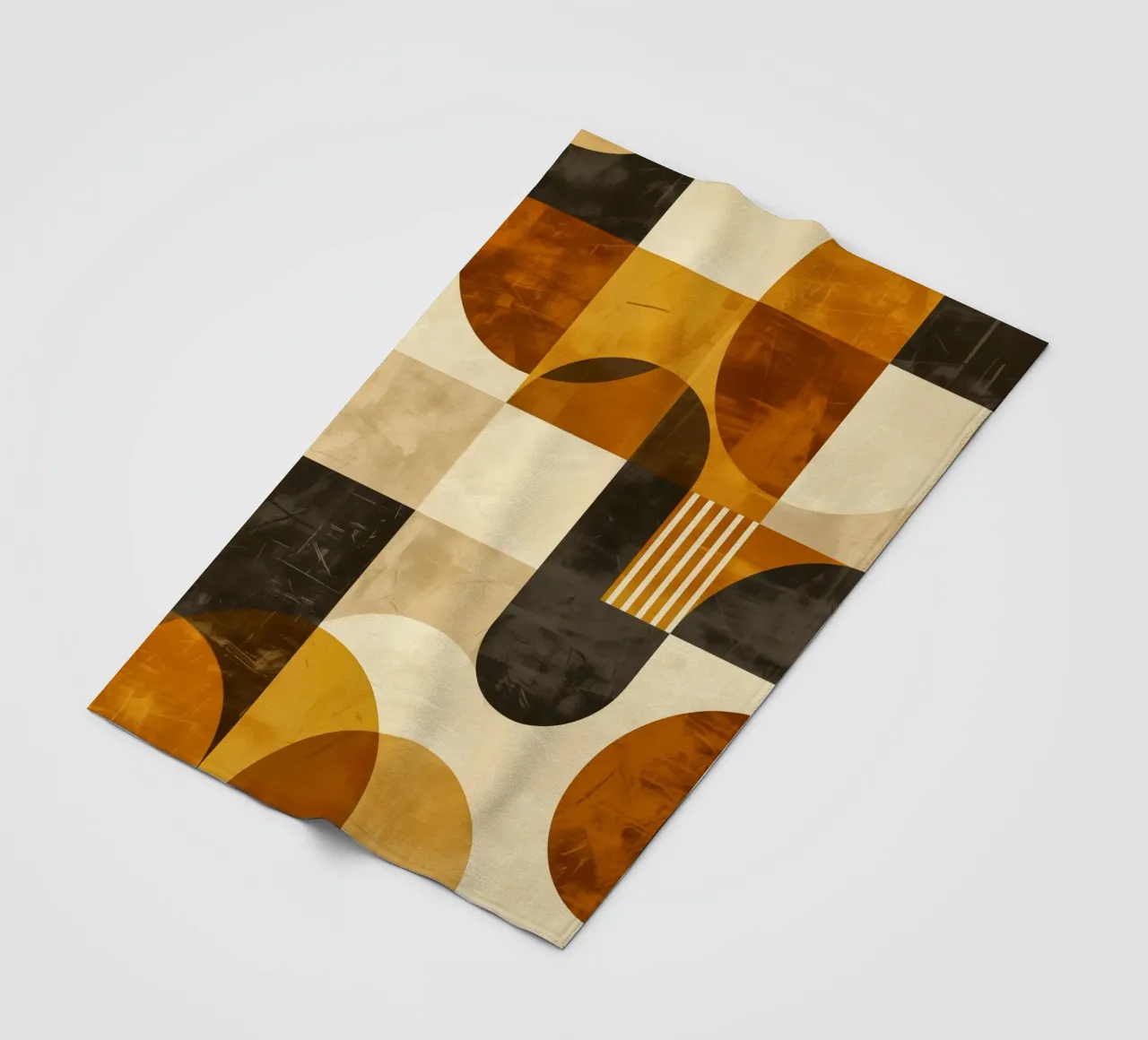Earth-coloured midcentury Bauhaus wallpaper fleece blanket by Autofocus