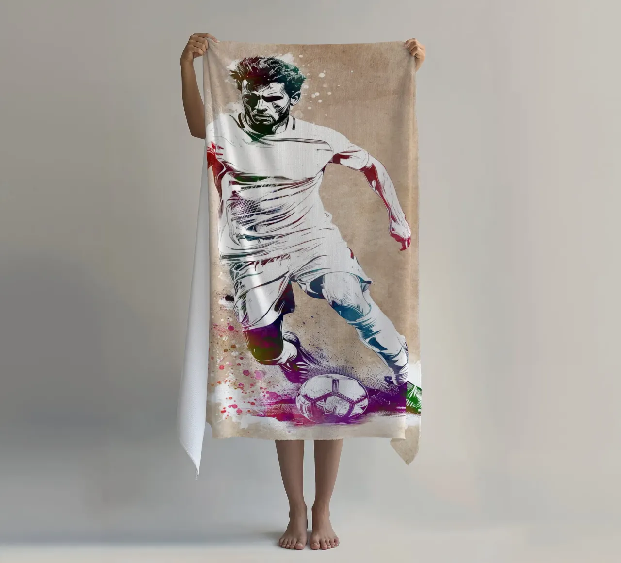 Giocatore di calcio sport art telo mare da Justyna Jaszke JBJart