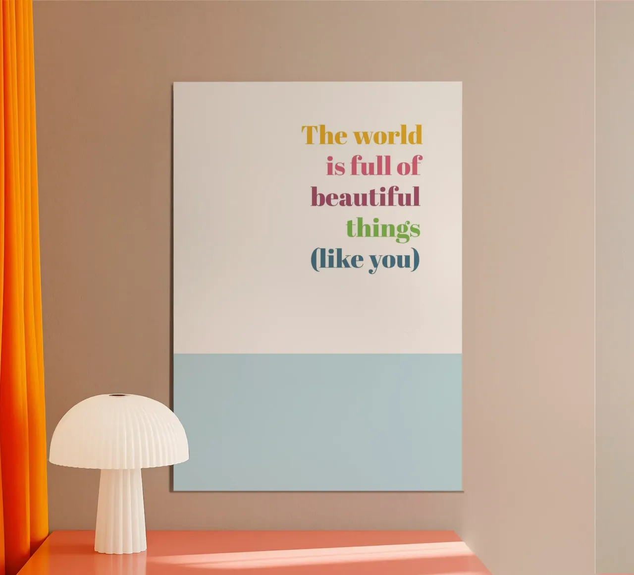 Beautiful things poster with wooden frame by glueckaufpapier