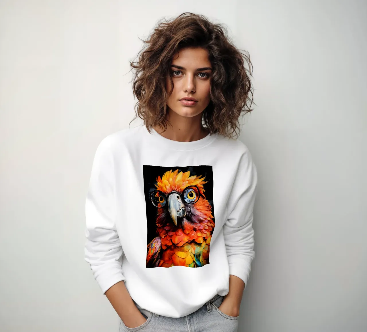 Pappagallo pazzo arte animale felpa da Justyna Jaszke JBJart