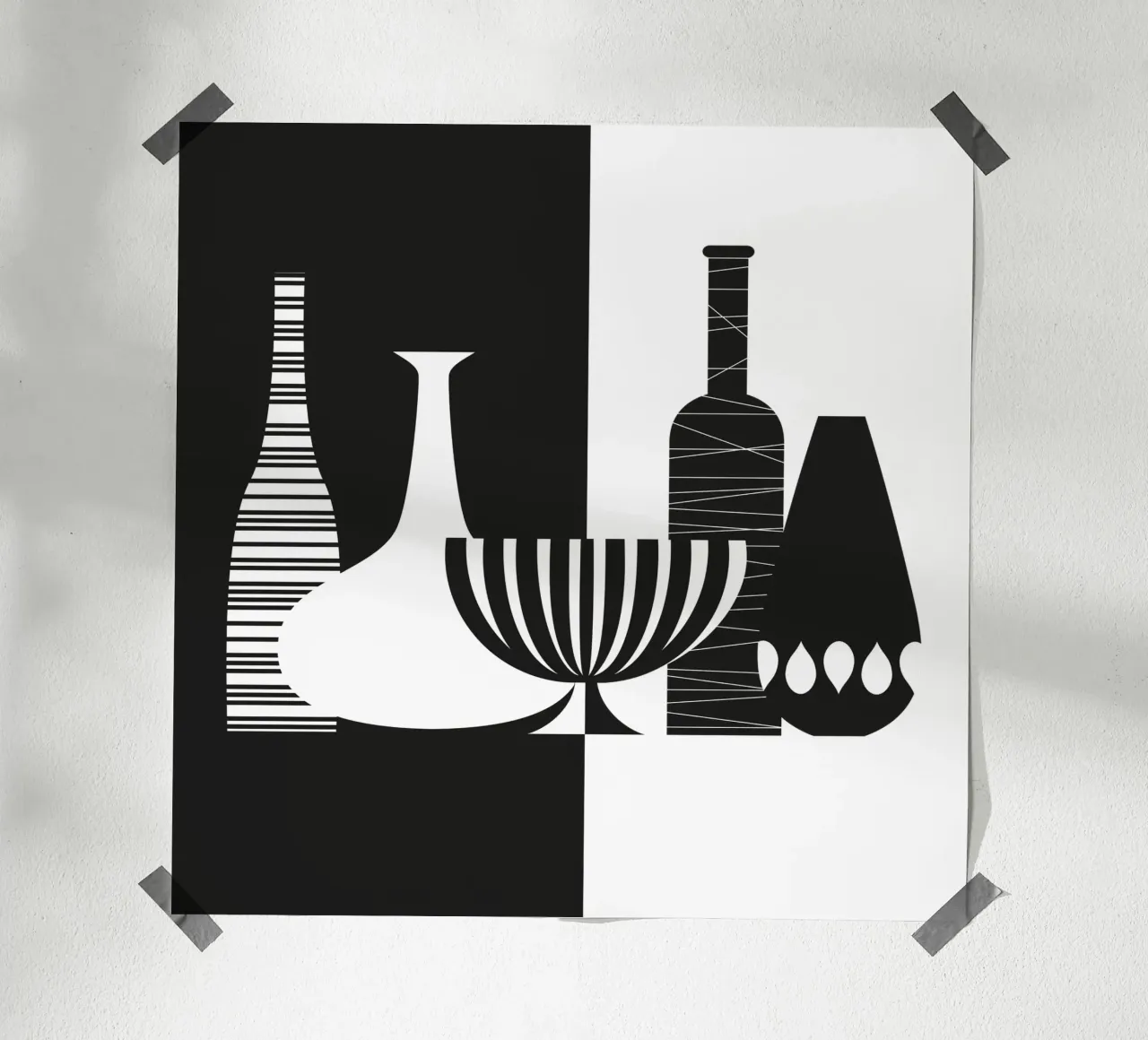Still Life In Black And White poster con telaio in alluminio da Catherine Aguilar