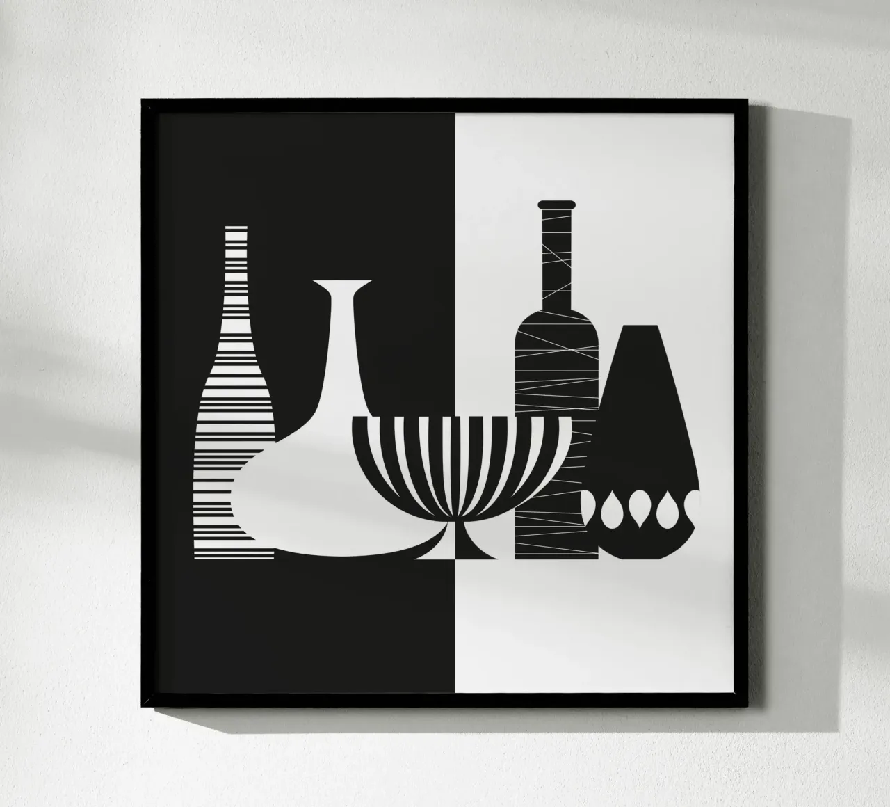 Still Life In Black And White poster con telaio in alluminio da Catherine Aguilar