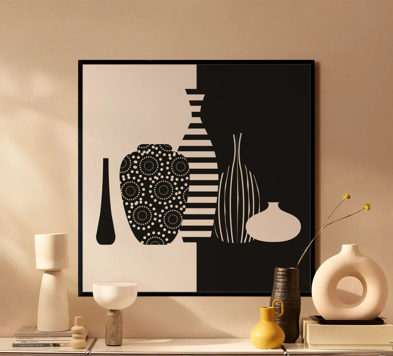 Still Life In Black And White II poster con telaio in alluminio da Catherine Aguilar