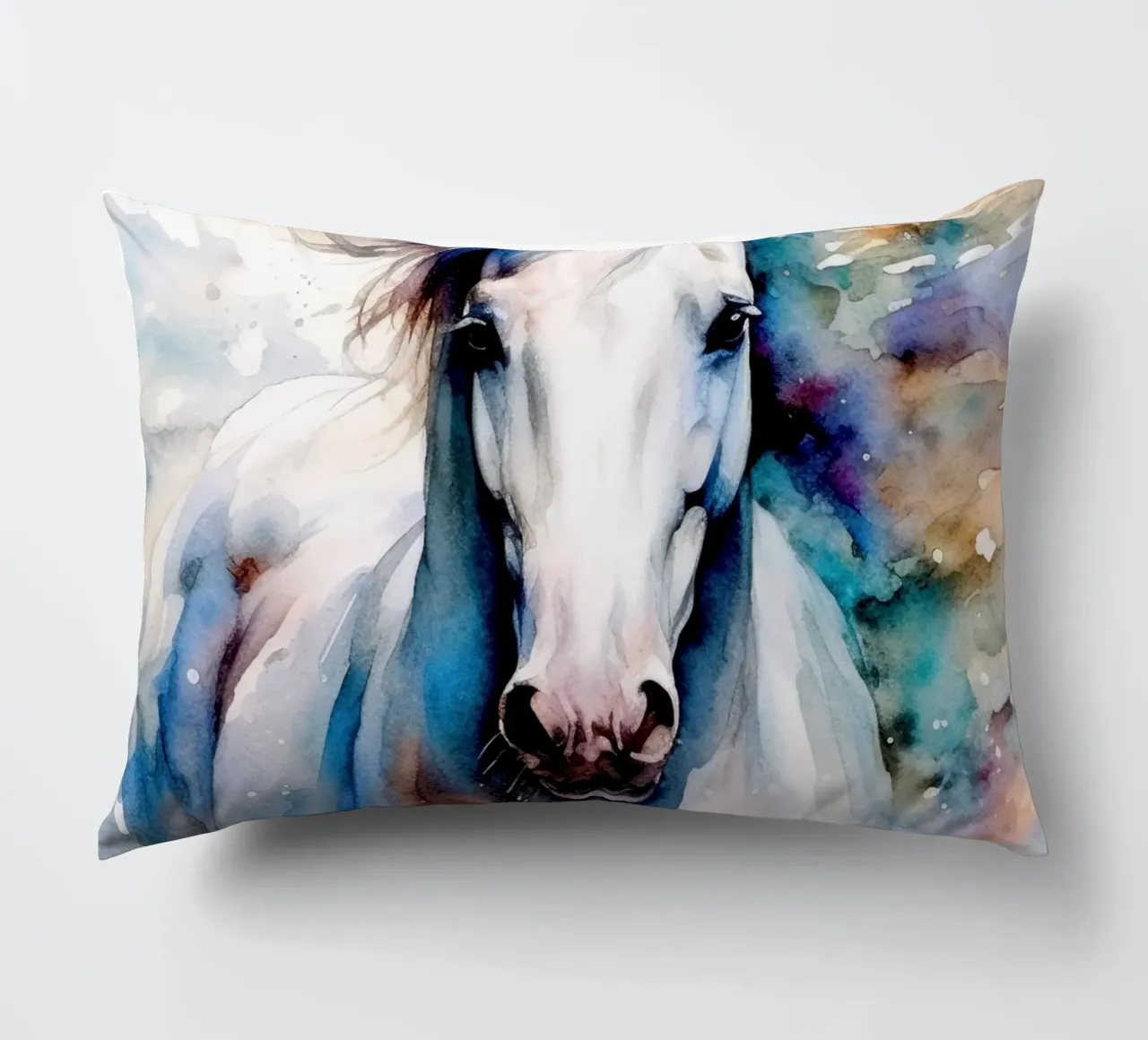 Cavallo bianco acquerello arte animale cuscino da Justyna Jaszke JBJart