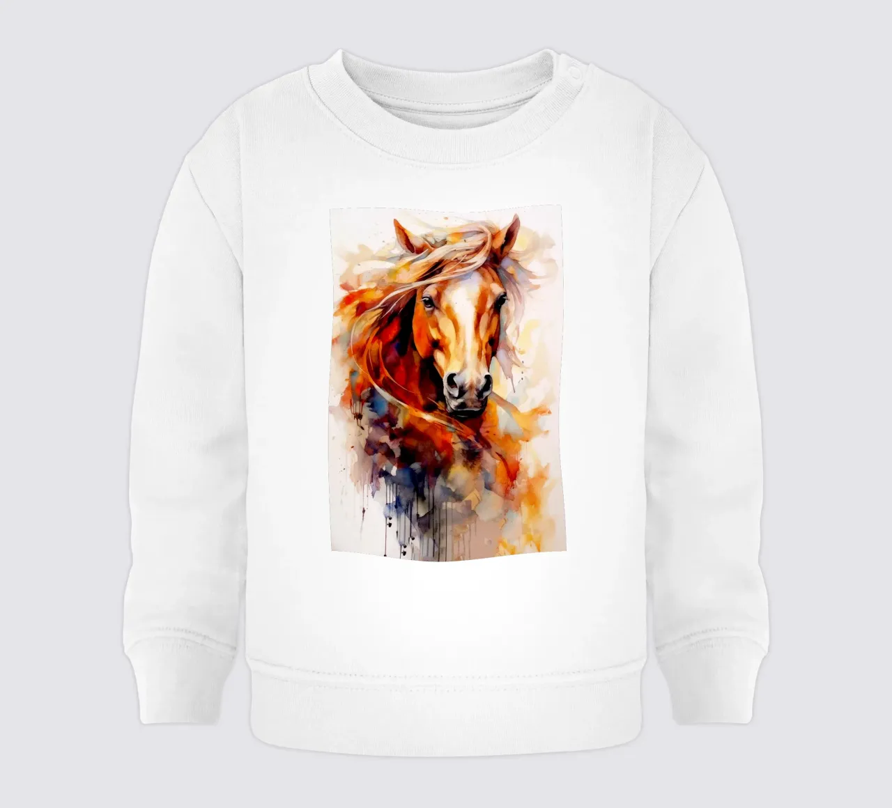 Brown horse watercolor animal art baby sweatshirt by Justyna Jaszke JBJart