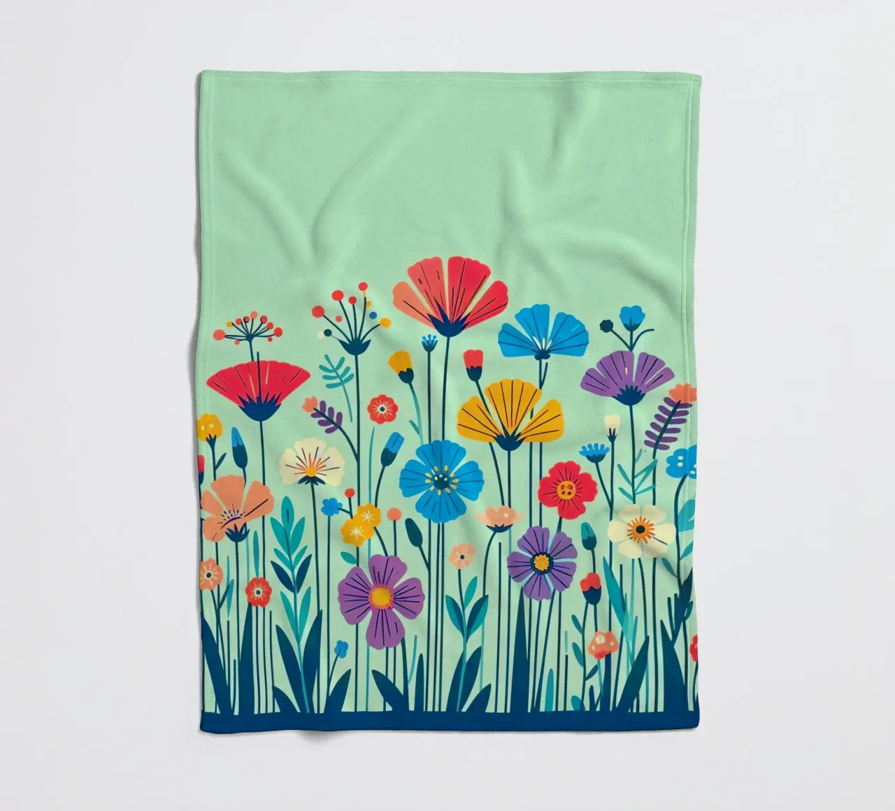 Meadow flowers fleece blanket by Digital Naive
