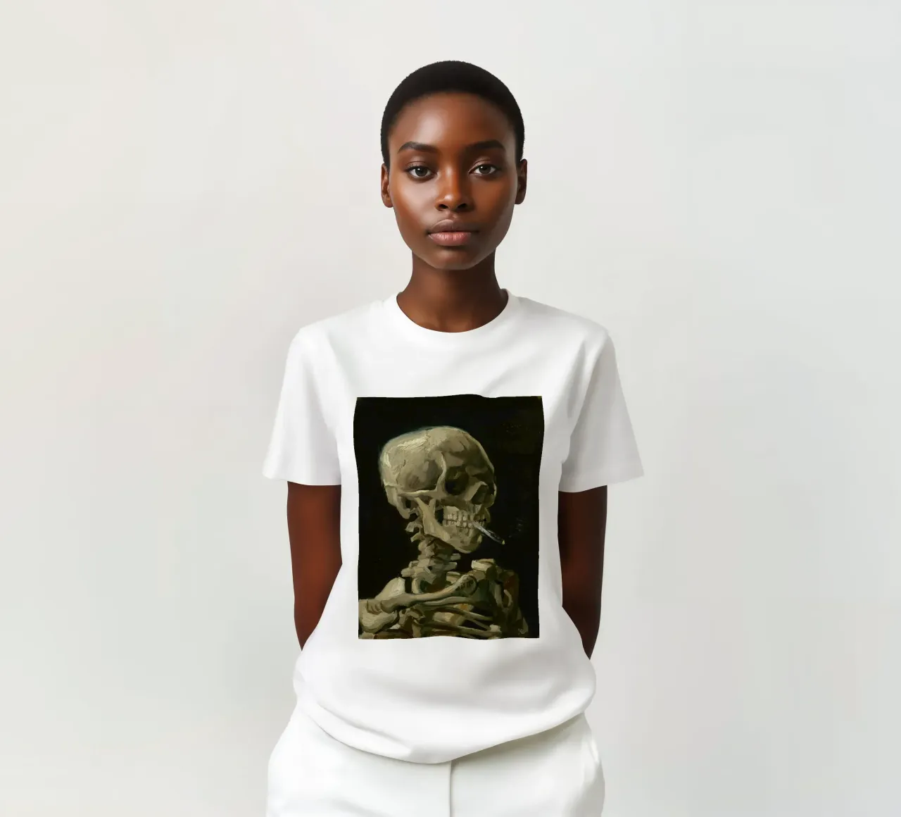Vincent Van Gogh - Teschio di scheletro con sigaretta accesa t-shirt da Timeless Artworks
