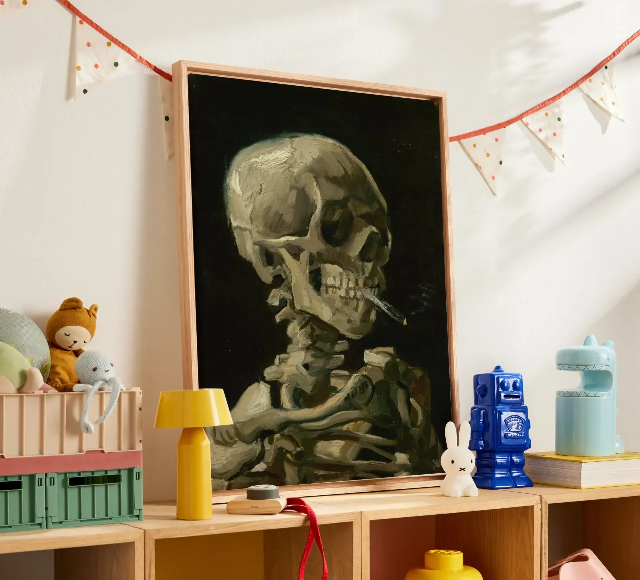 Vincent Van Gogh - Teschio di scheletro con sigaretta accesa tela da Timeless Artworks
