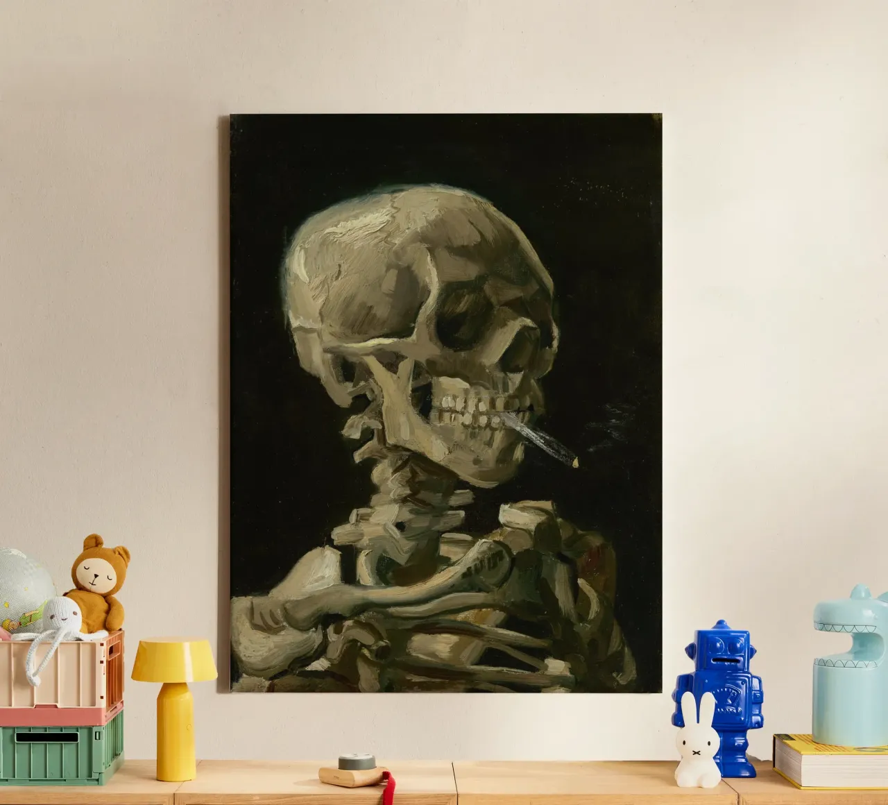 Vincent Van Gogh - Teschio di scheletro con sigaretta accesa tela da Timeless Artworks