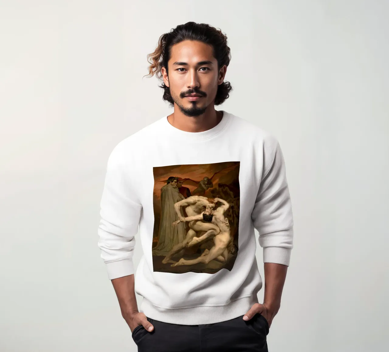 William-Adolphe Bouguereau - Dante and Virgil Dante and Virgi sweatshirt by Timeless Artworks