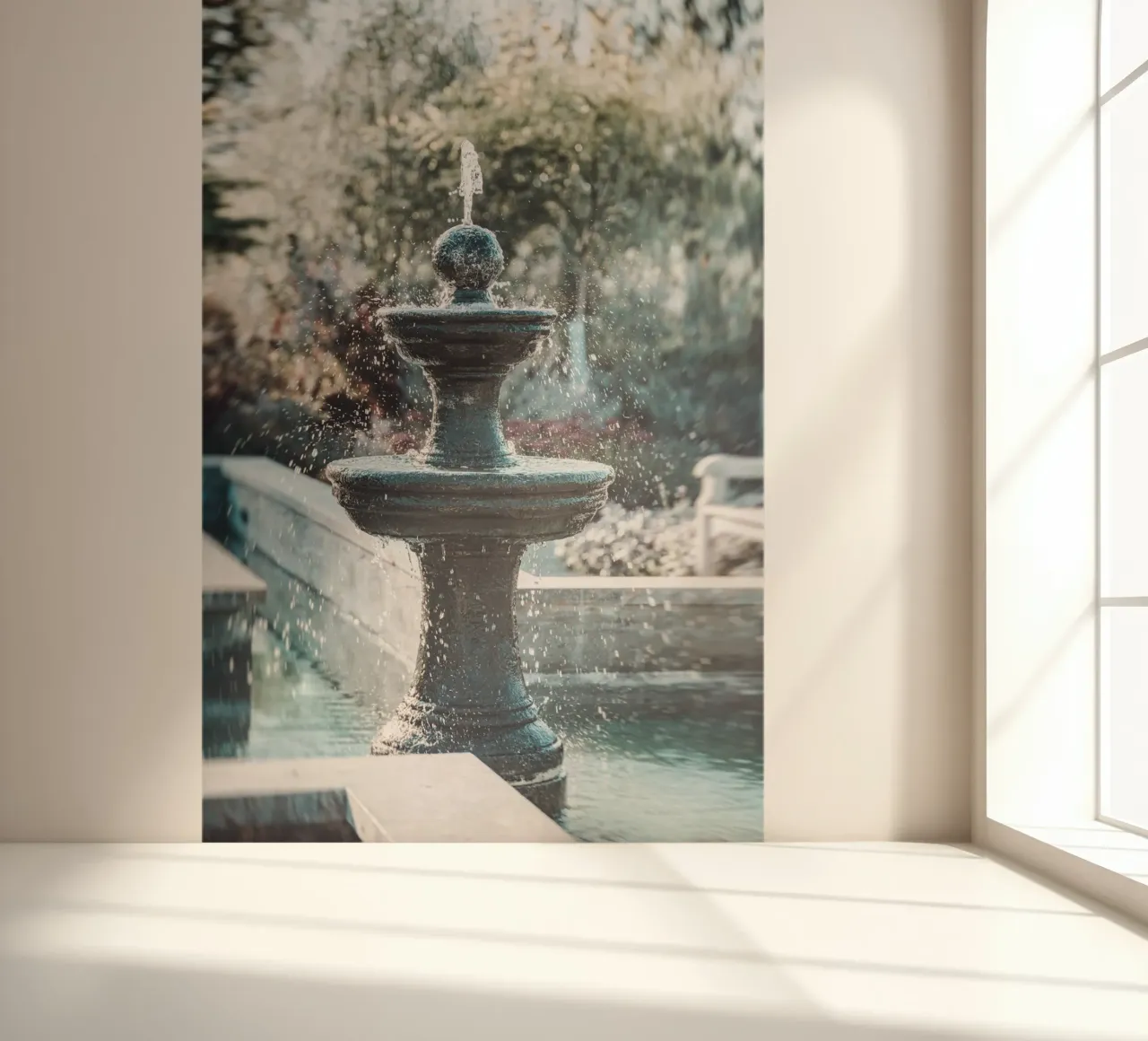 Fontaine Oasis de détente papier peint photo de Carinaprint