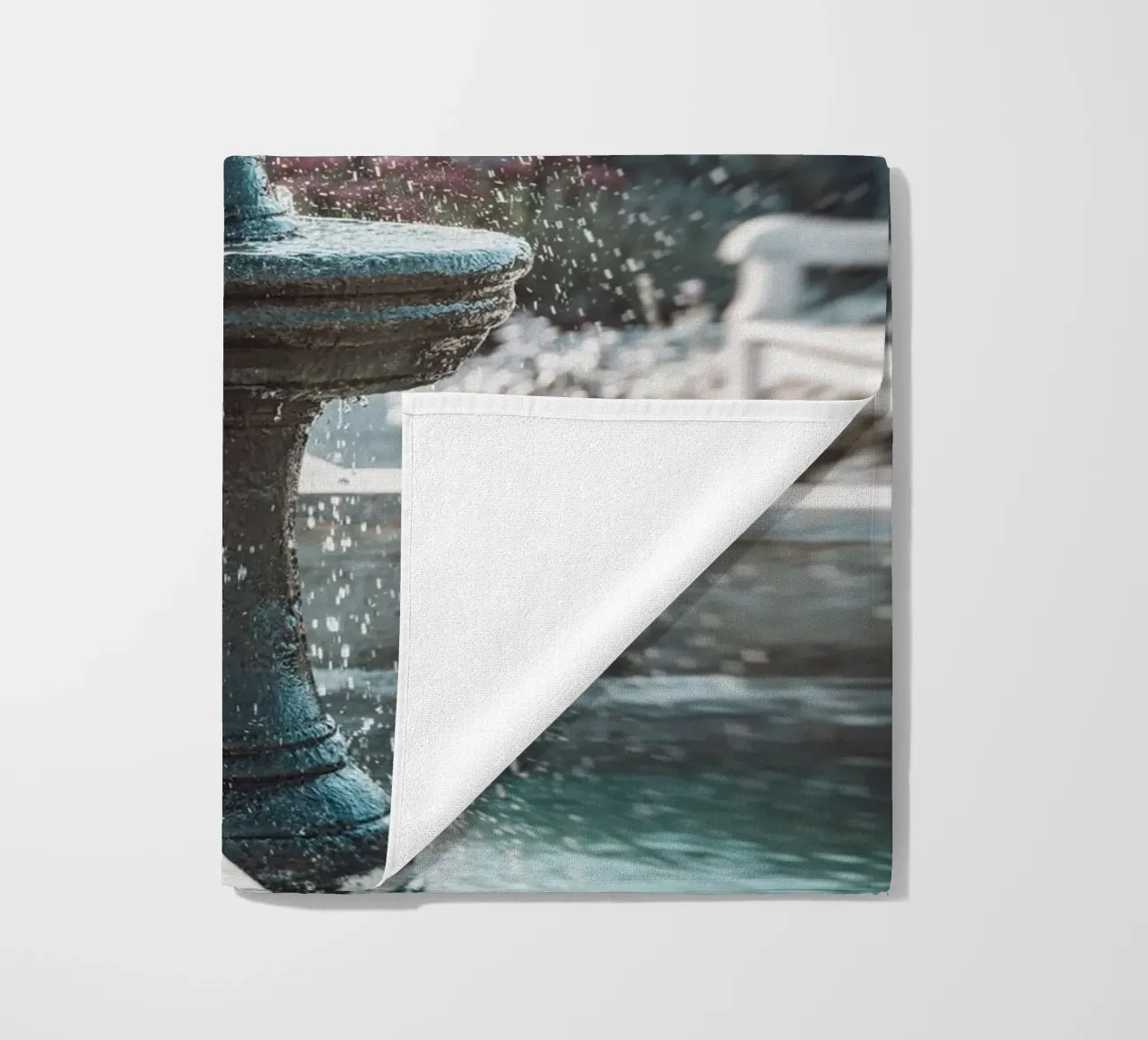 Fountain Relaxation oasis beach towel by Carinaprint
