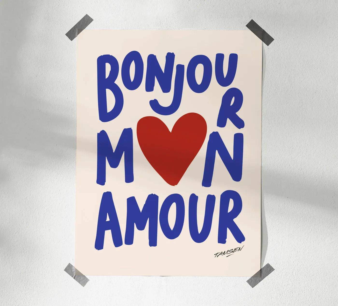 Bonjour mon Amour poster de Tamsen Design