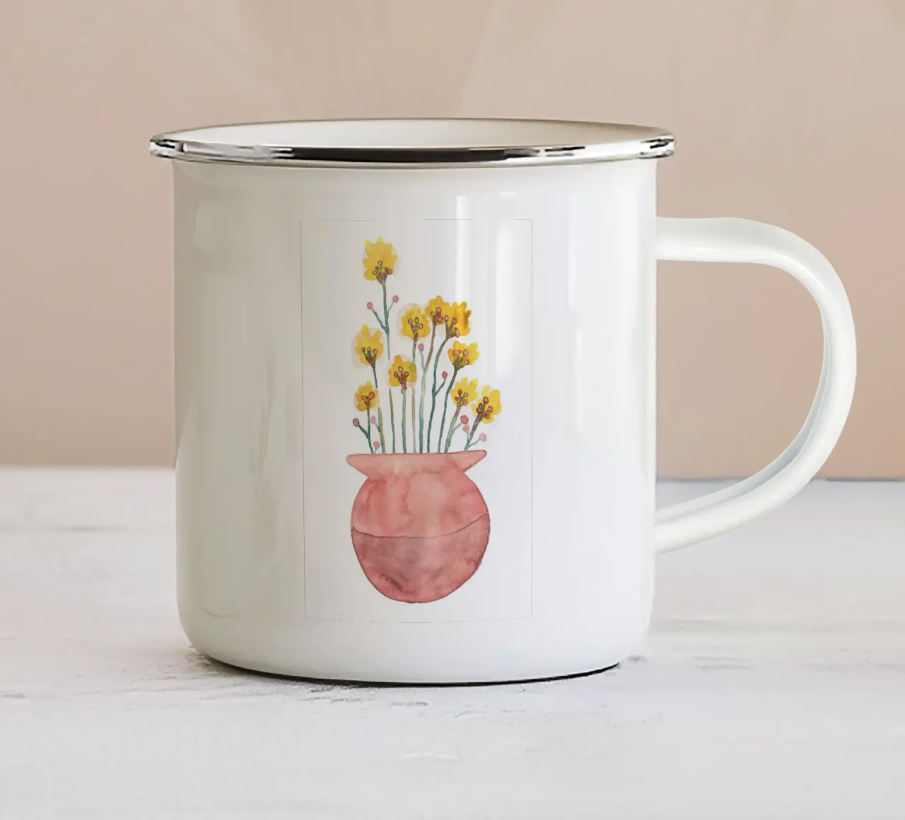 Yellow blossom mid century tazza in smalto da BAINAI