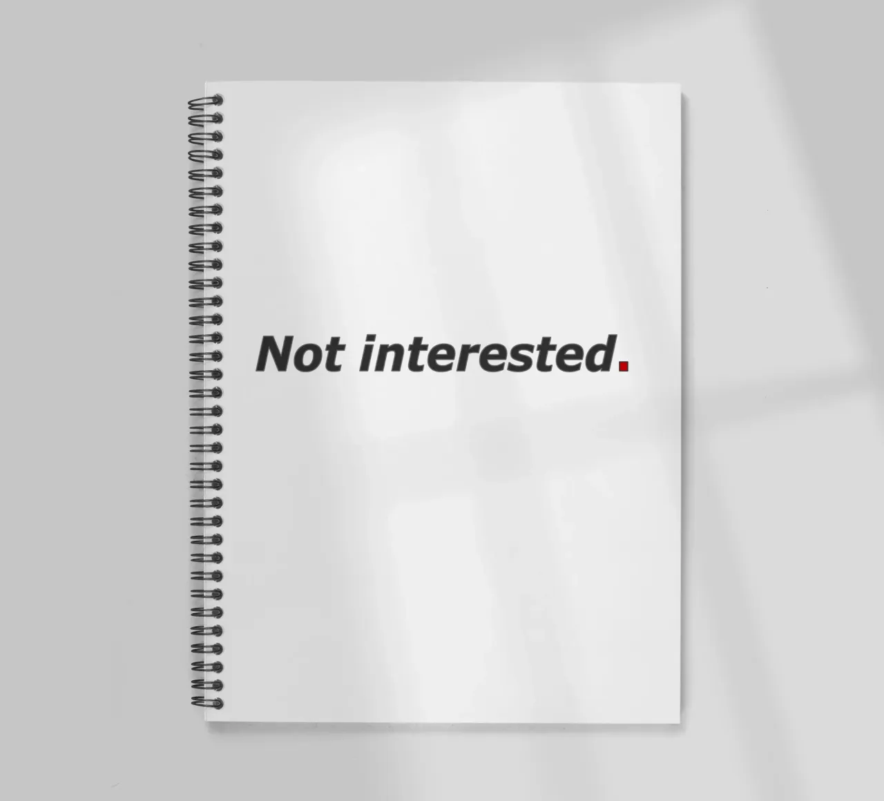 Not Interested spiral notebook by amini54