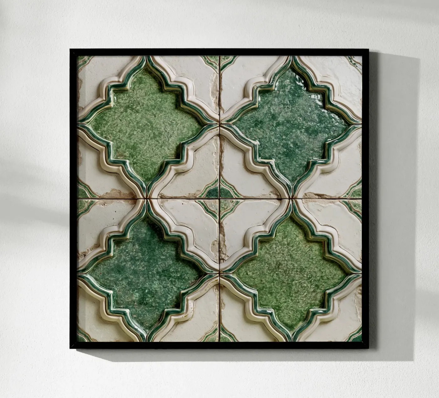 Rustic Green Moroccan Tile Pattern poster by story engage