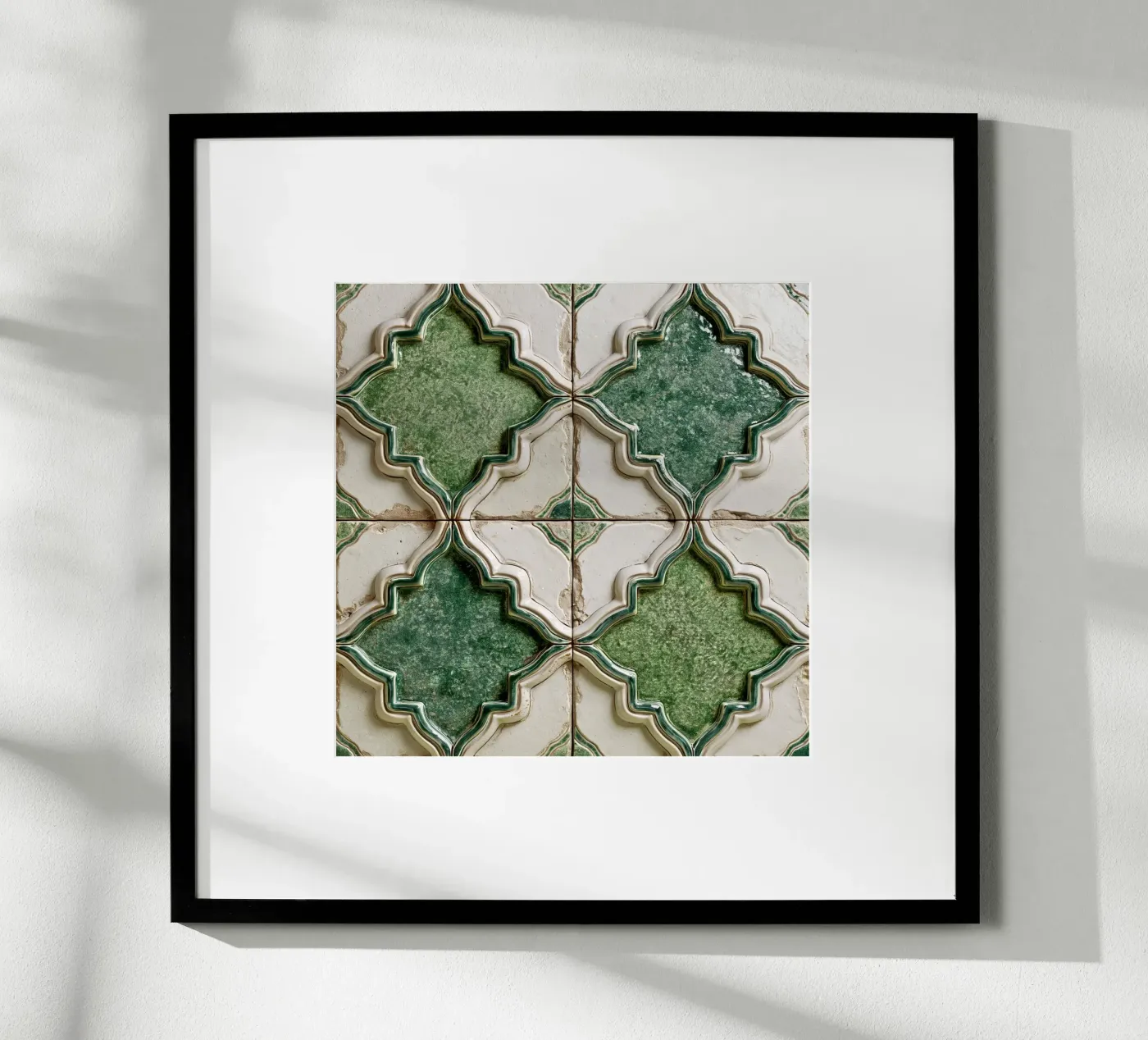Rustic Green Moroccan Tile Pattern poster by story engage