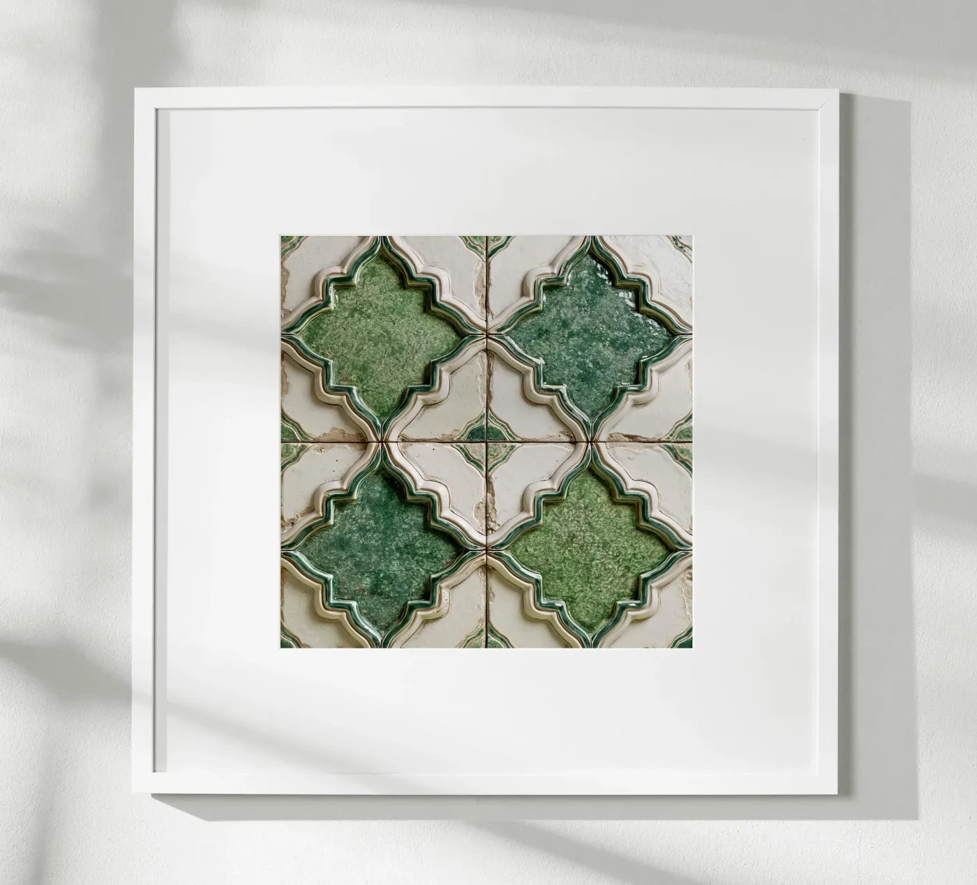Rustic Green Moroccan Tile Pattern poster by story engage