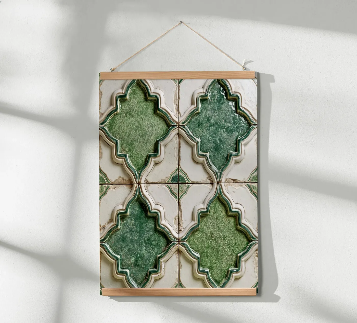 Rustic Green Moroccan Tile Pattern poster by story engage