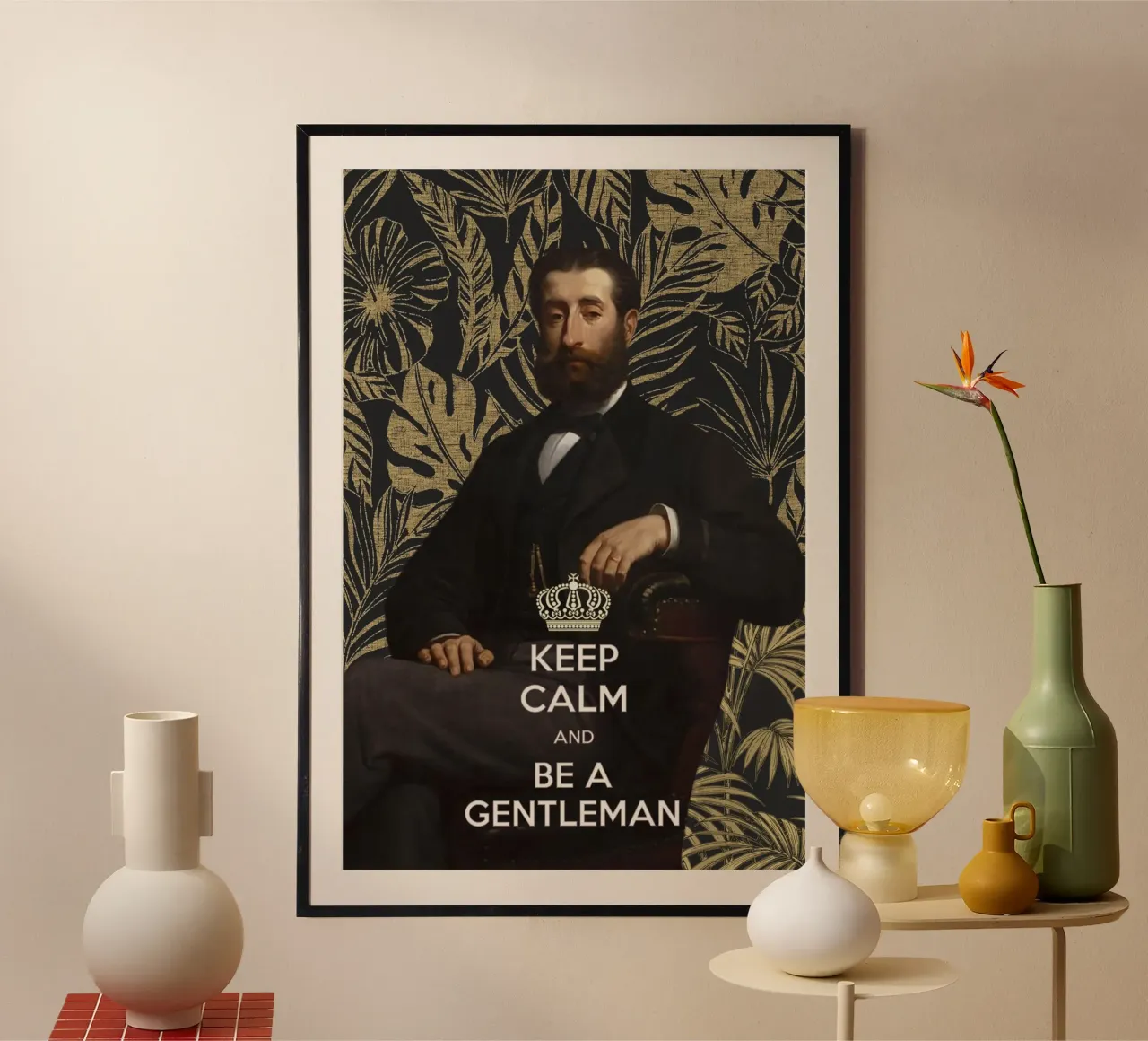 Mantenere la calma e comportarsi da gentiluomo poster con telaio in legno da amini54