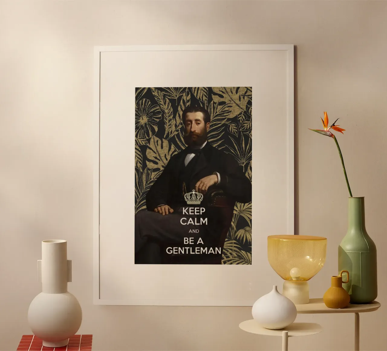 Mantenere la calma e comportarsi da gentiluomo poster con telaio in legno da amini54