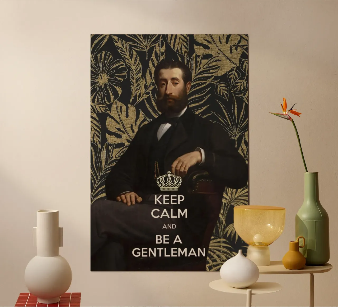 Mantenere la calma e comportarsi da gentiluomo poster con telaio in legno da amini54