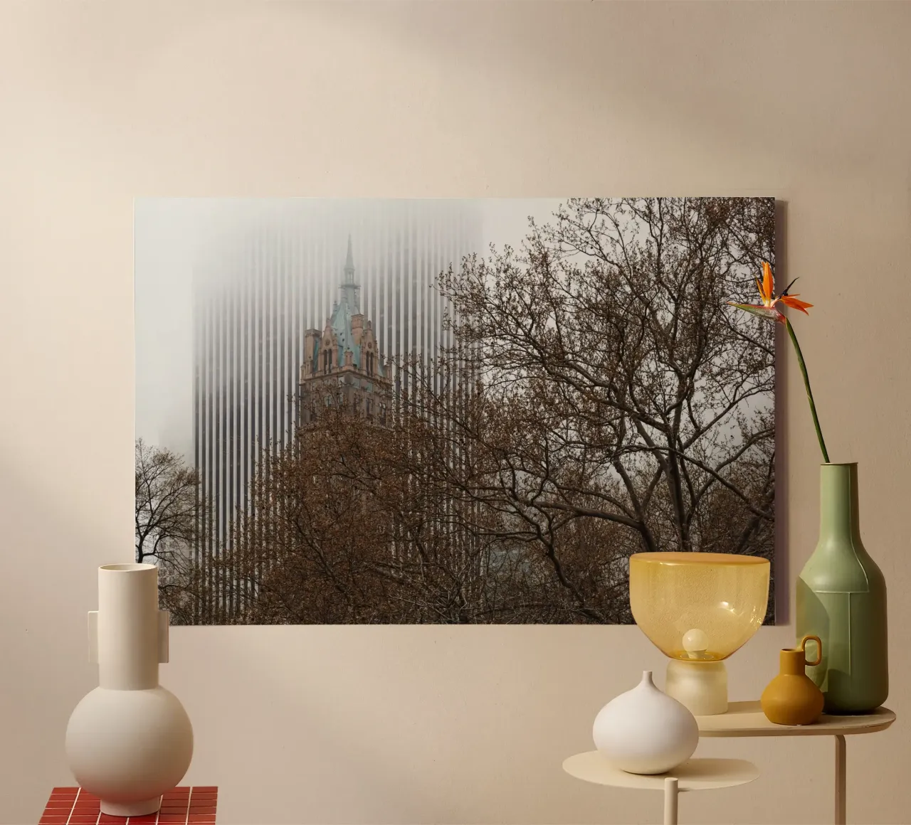 New York - Skyline im Herbst canvas with Floater frame by Nadine Ginzel