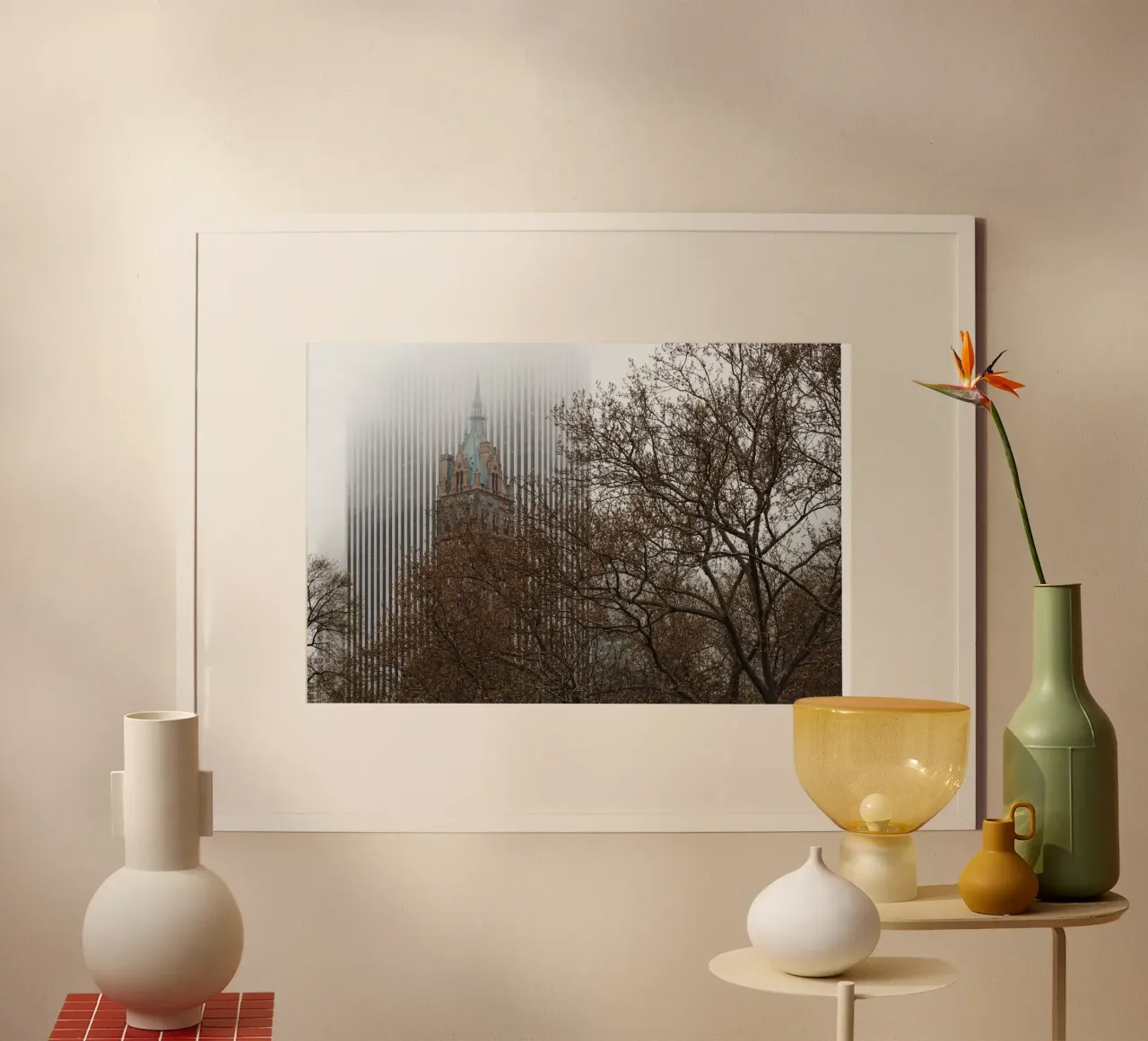 New York - Skyline im Herbst Poster mit Kunststoffrahmen von Nadine Ginzel