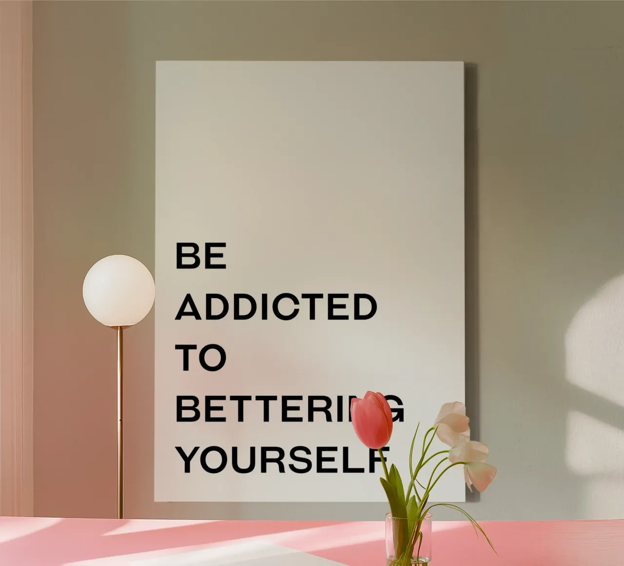 Be addicted to bettering yourself quote canvas by Paigaam Studio