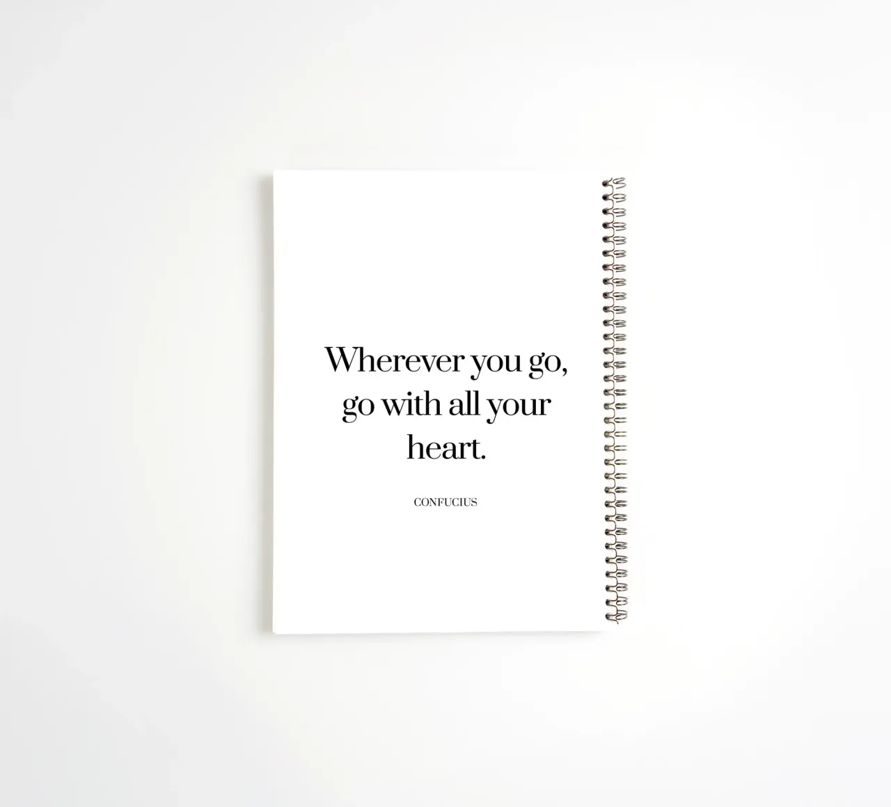 Wherever you go, go with all your heart quote spiral notebook by Paigaam Studio