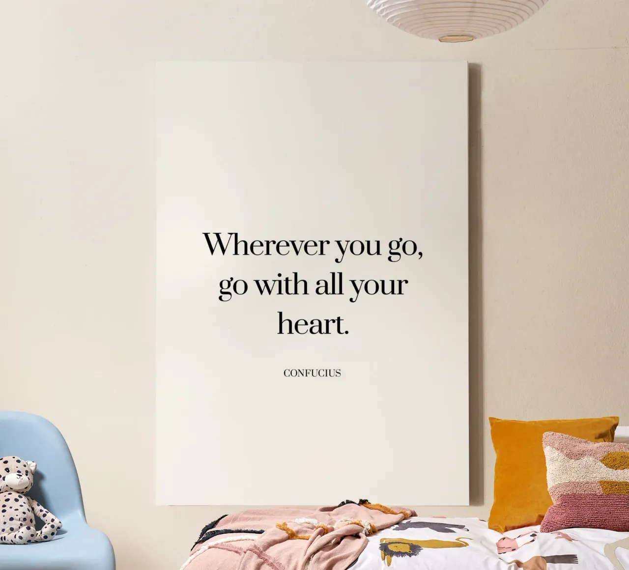 Wherever you go, go with all your heart quote canvas by Paigaam Studio