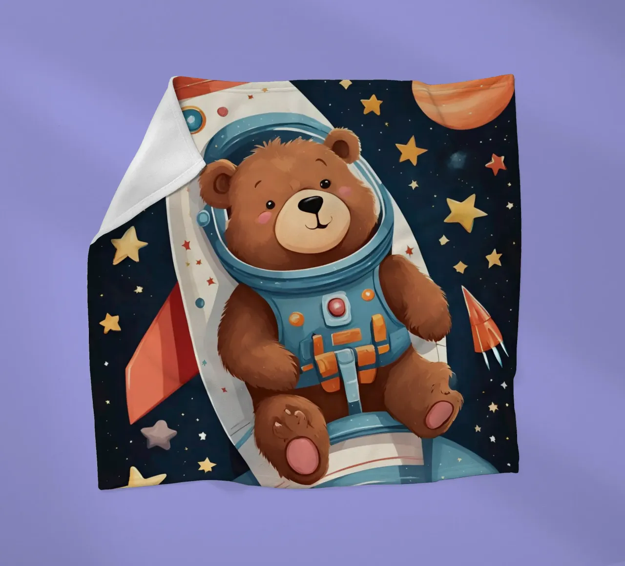 Bearonaut nello spazio coperta in pile da Doodle Dreams Art