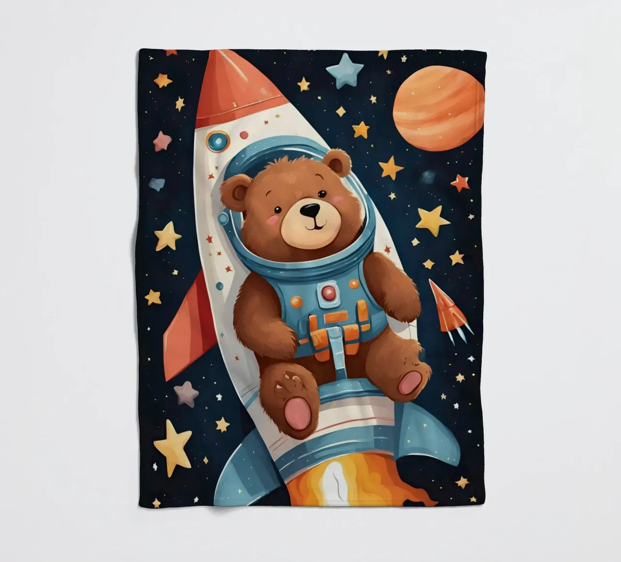 Bearonaut nello spazio coperta in pile da Doodle Dreams Art