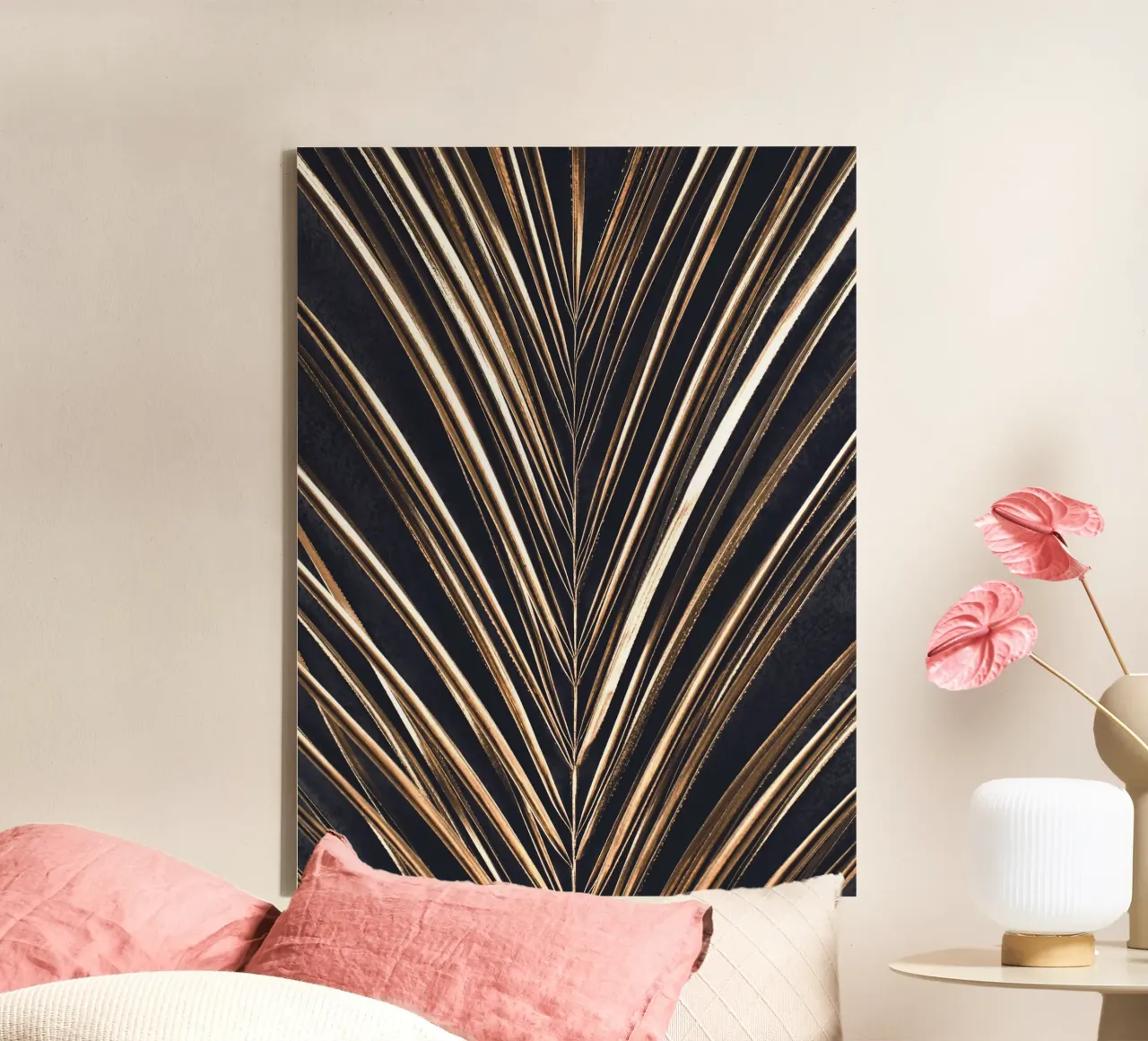 Golden palm leaf - Elegant wall decor & design pattern canvas by Whole©
