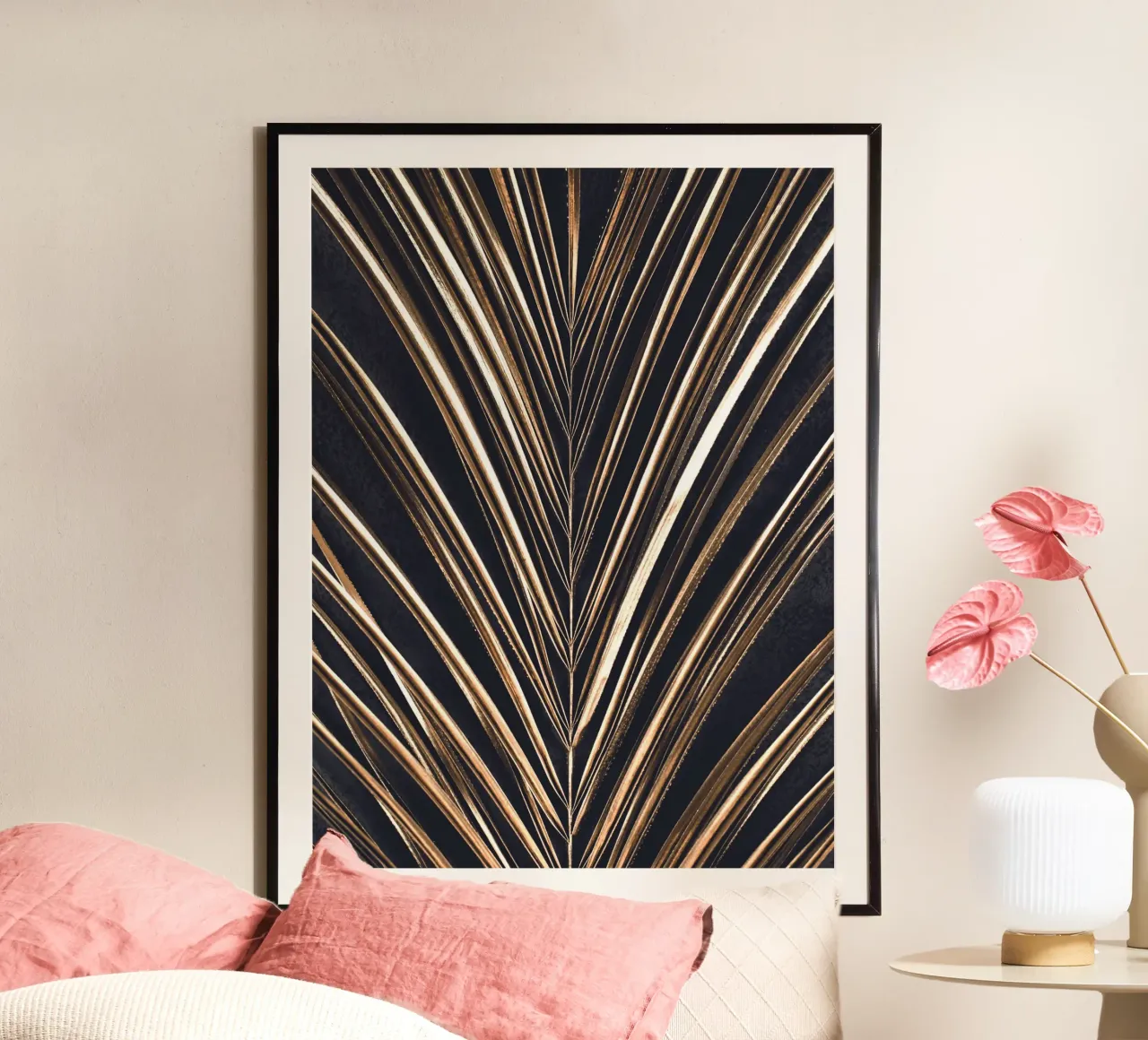 Golden palm leaf - Elegant wall decor & design pattern hahnemühle by Whole©