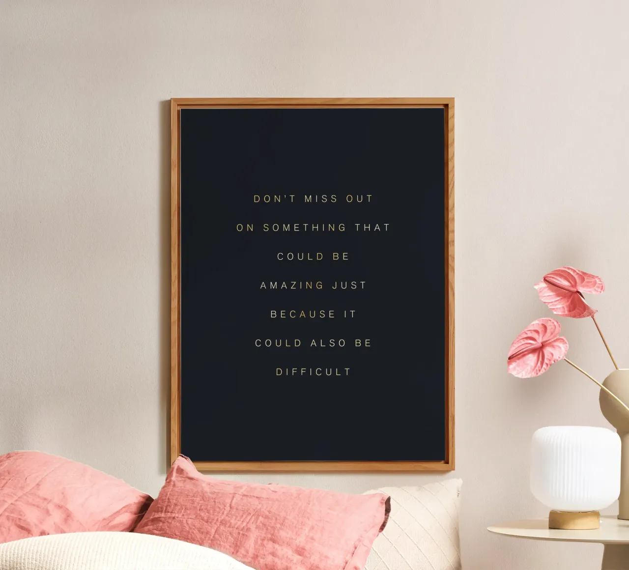 Inspirational quote - motivational art in gold alu-dibond by Whole©