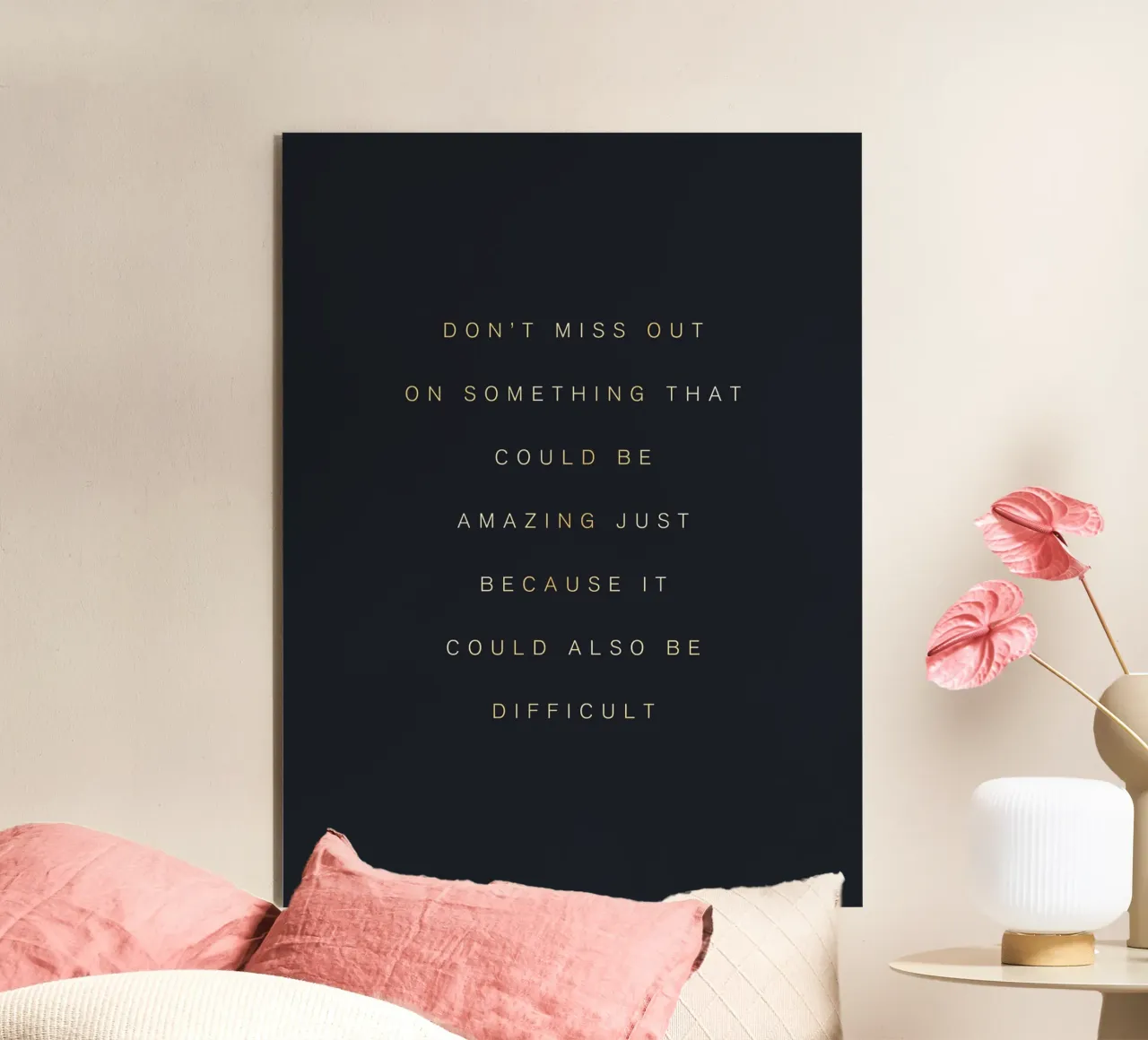 Inspirational quote - motivational art in gold alu-dibond by Whole©