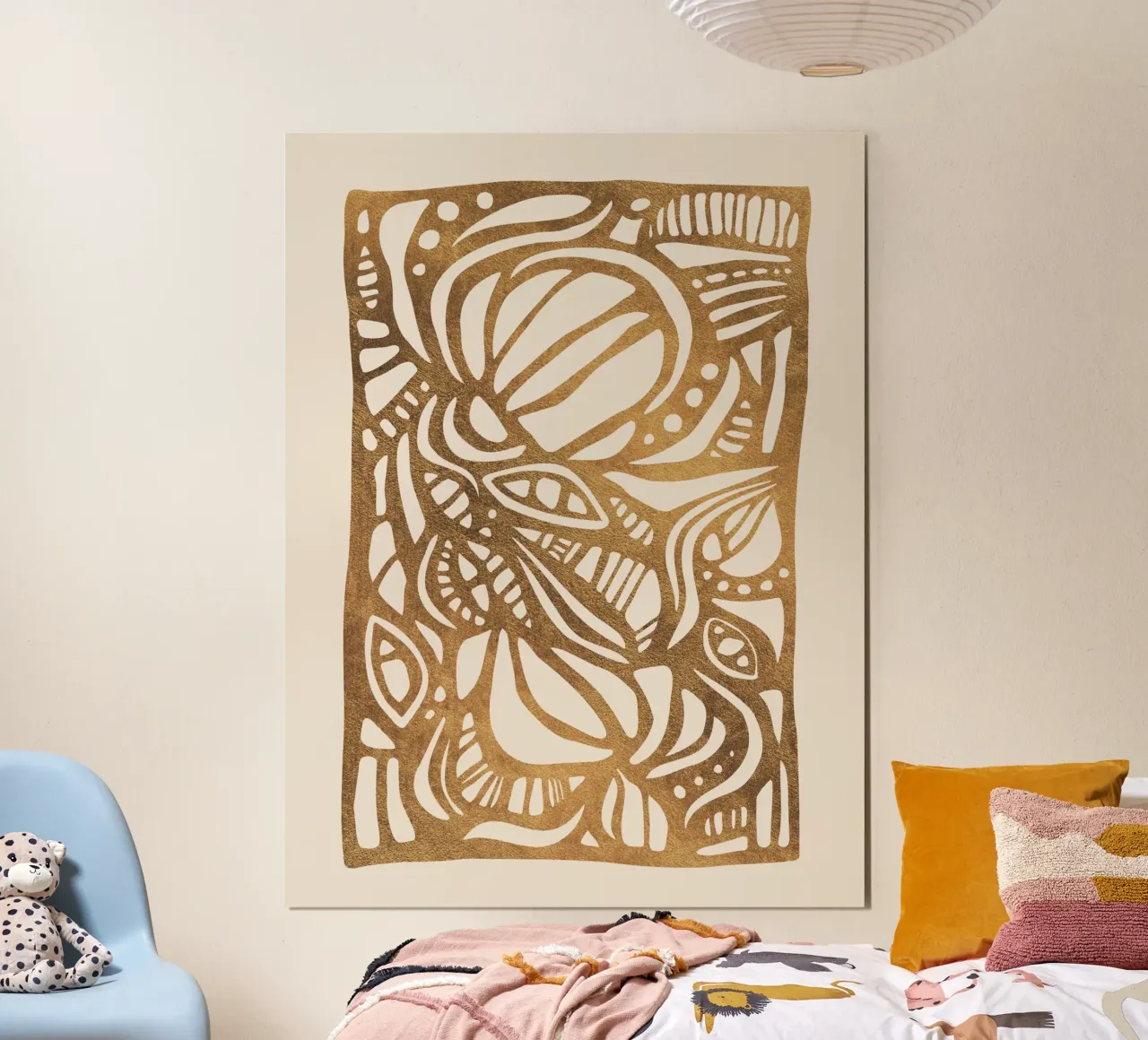 Graphisme abstrait en or - Un art exquis pour des espaces modernes poster avec cadre en aluminium de Whole©