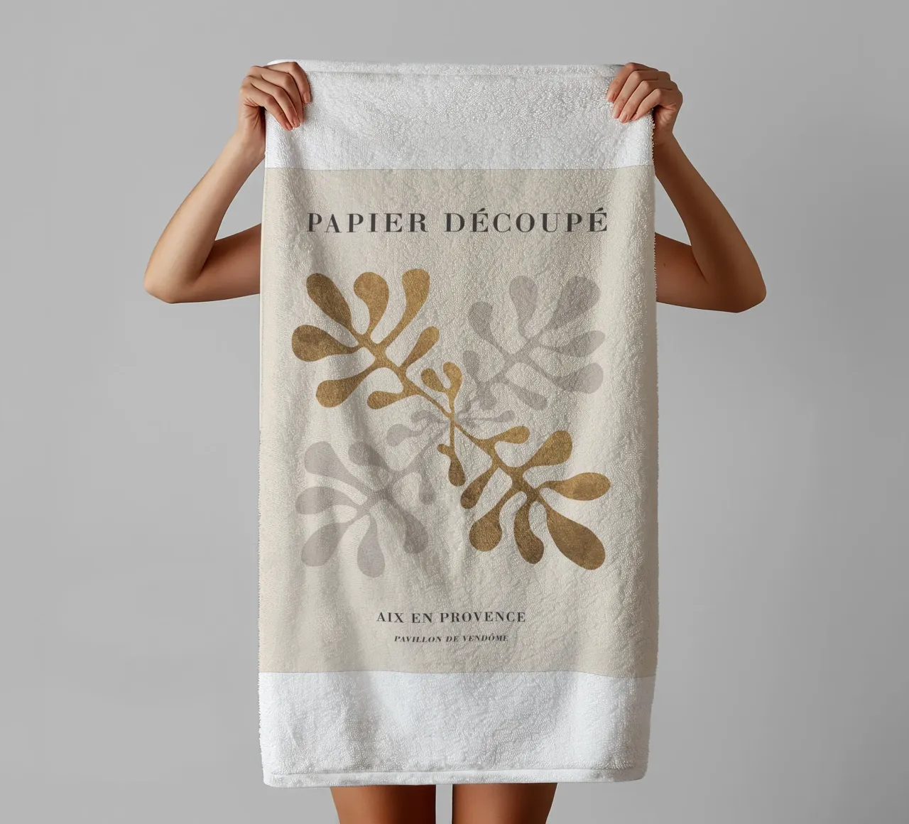 Golden paper cut-outs - abstract art for modern spaces towel by Whole©