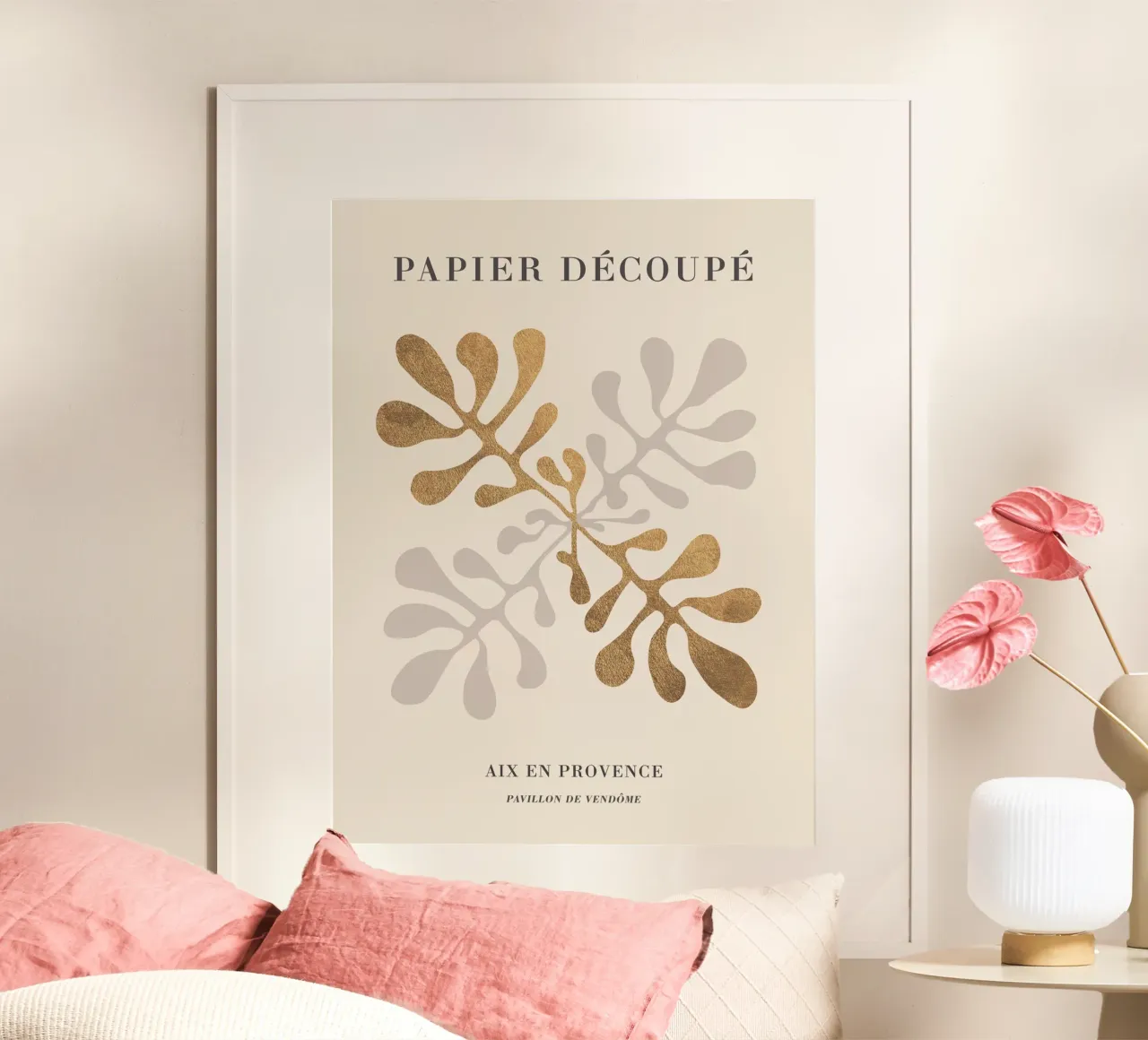 Golden paper cut-outs - abstract art for modern spaces poster by Whole©