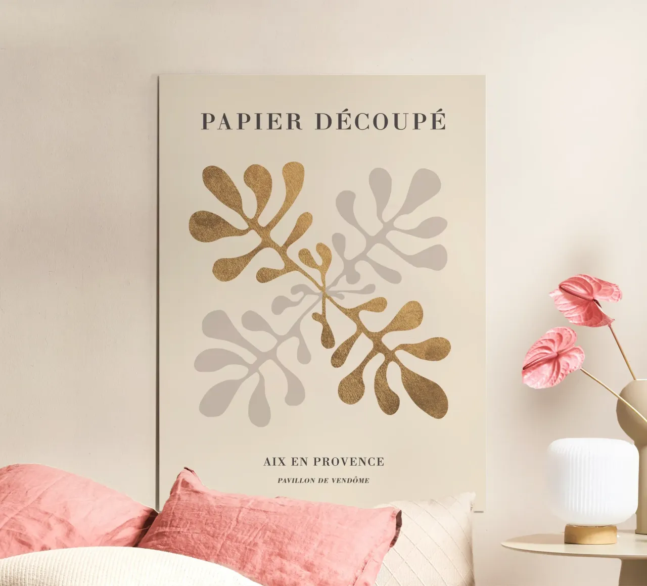 Golden paper cut-outs - abstract art for modern spaces poster by Whole©