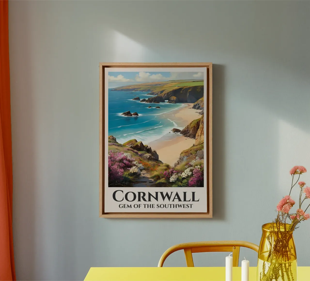 Poster ferroviario Cornovaglia Inghilterra tela con Cornice a cassetta da Charnwood Prints