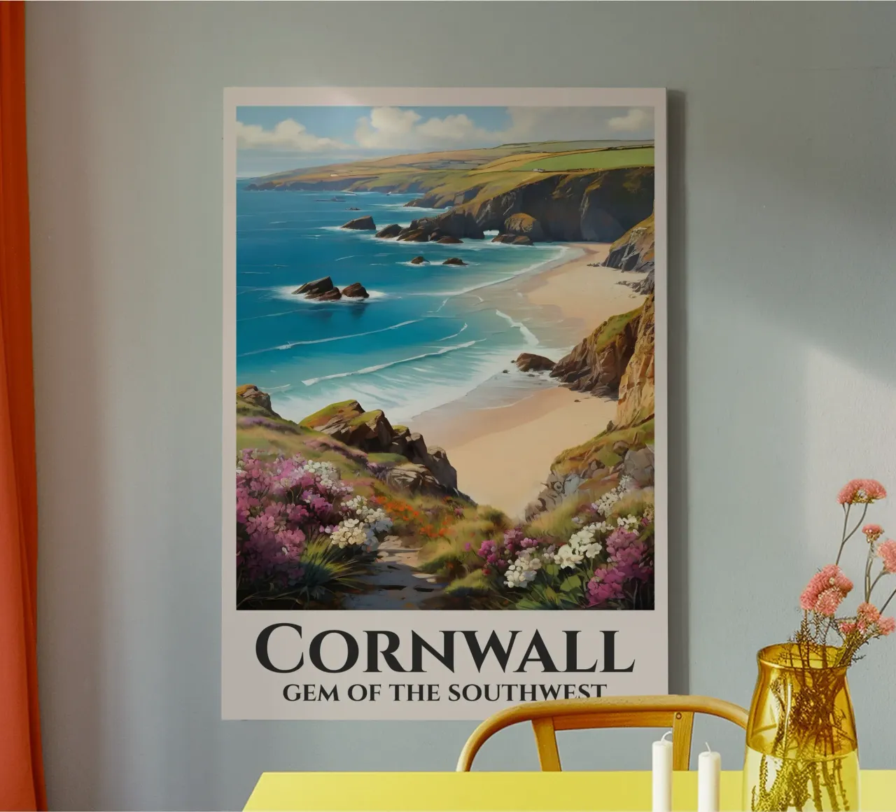 Poster ferroviario Cornovaglia Inghilterra tela con Cornice a cassetta da Charnwood Prints