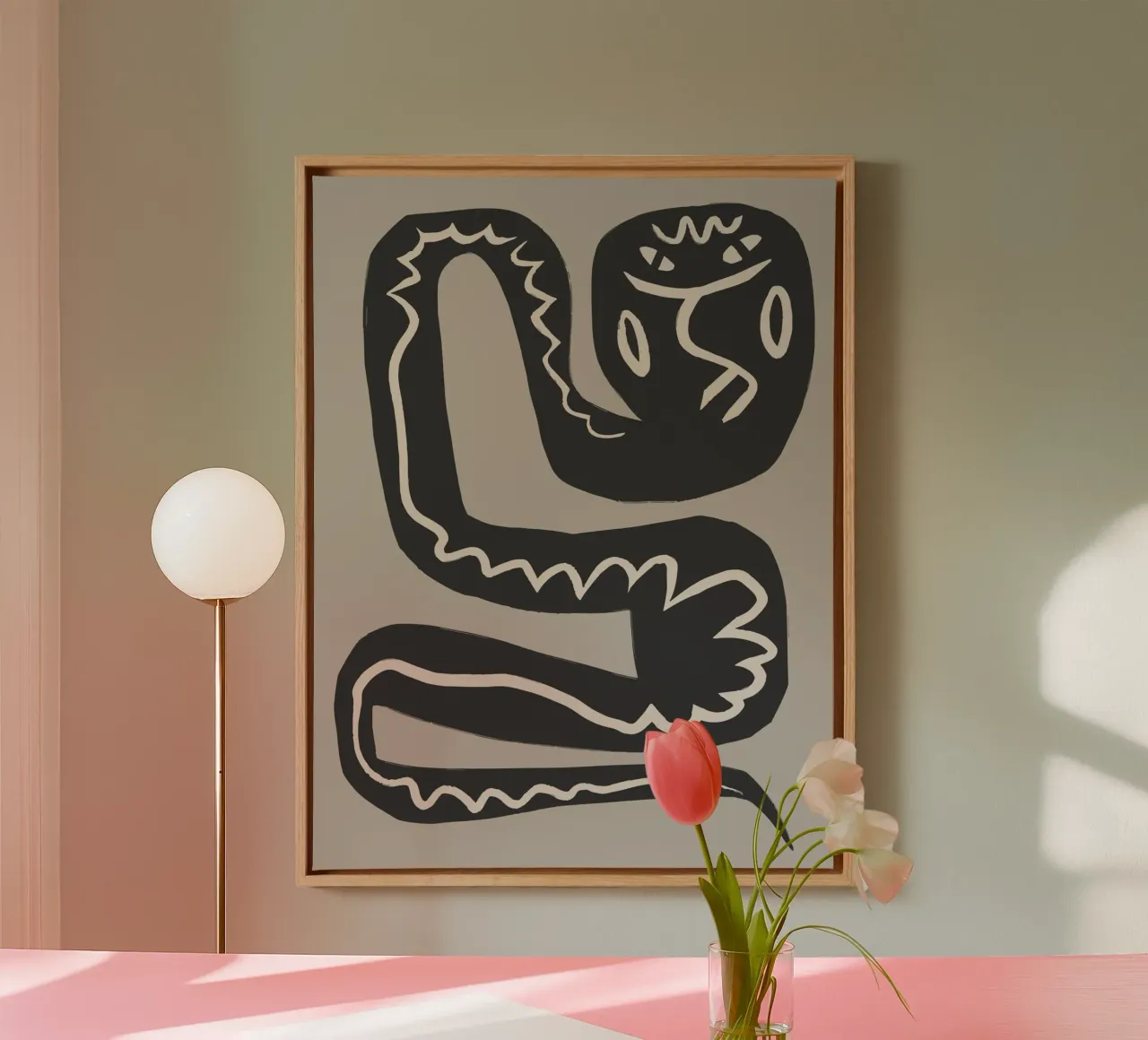 Desert Snake tela con Cornice a cassetta da Artsy Bessy
