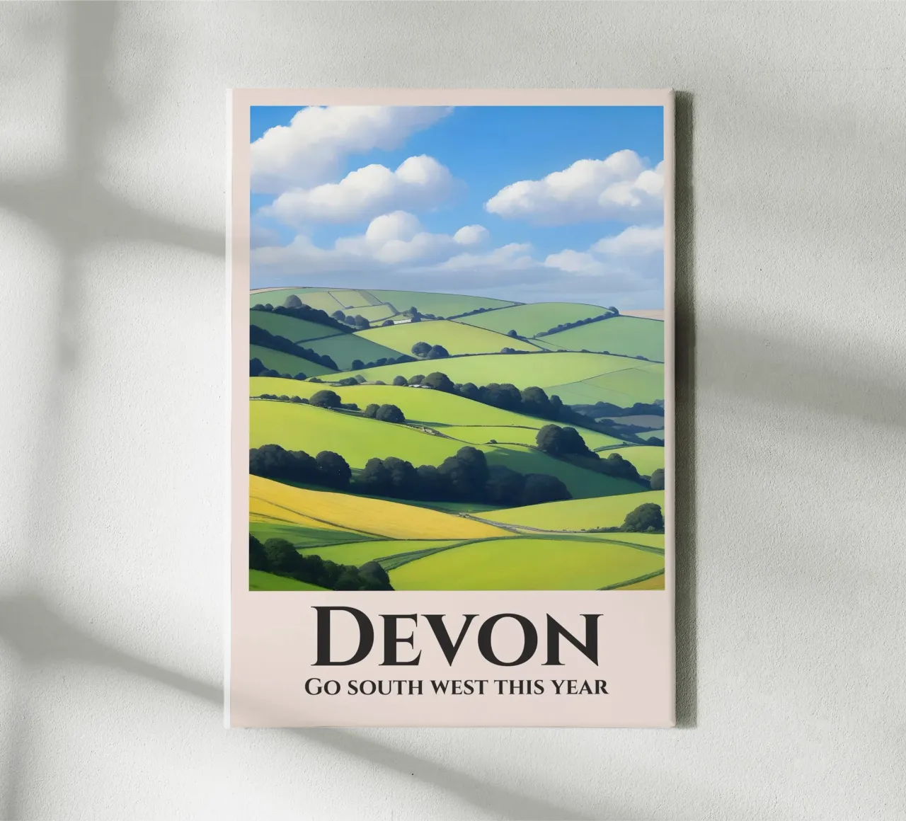 Devon Engeland Rail Poster canvas met Baklijst van Charnwood Prints