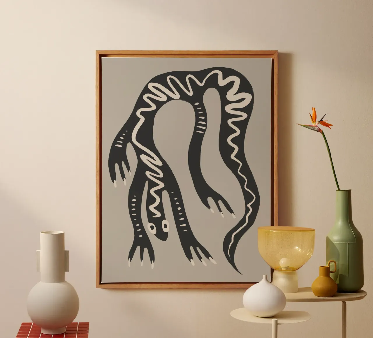 Desert Lizard tela con Cornice a cassetta da Artsy Bessy