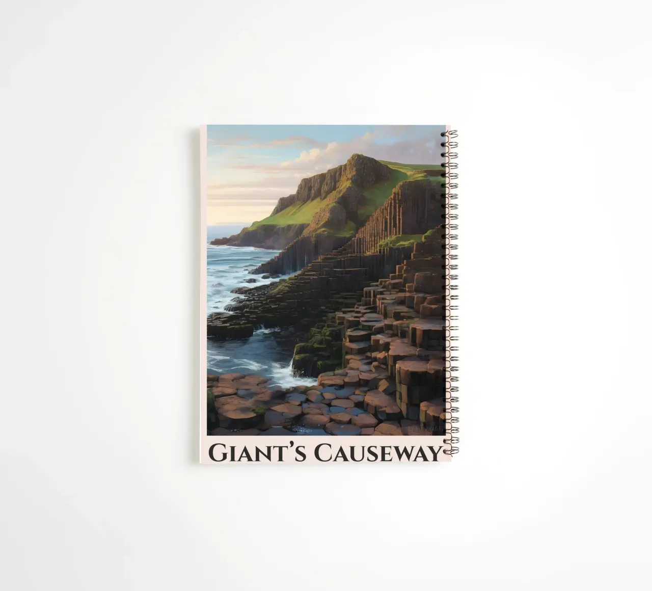 Giants Causeway Northern Ireland Rail Poster spiral notebook by Charnwood Prints